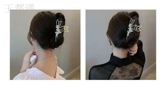Fashionable Metal Little Angel Cute Elf High Grade Feeling Back Spoon Large Shark Clip Grasping Style Hair Accessories 2025