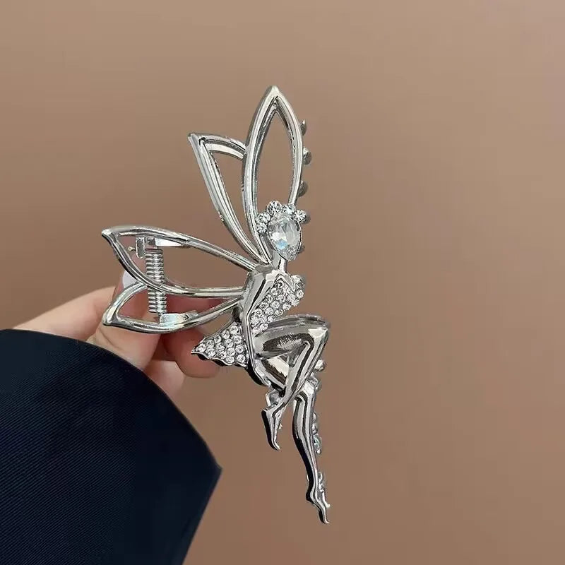 Fashionable Metal Little Angel Cute Elf High Grade Feeling Back Spoon Large Shark Clip Grasping Style Hair Accessories 2025